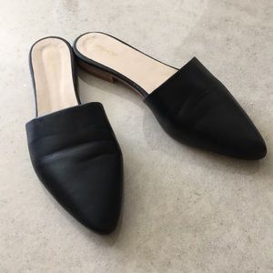 Black flat mules
